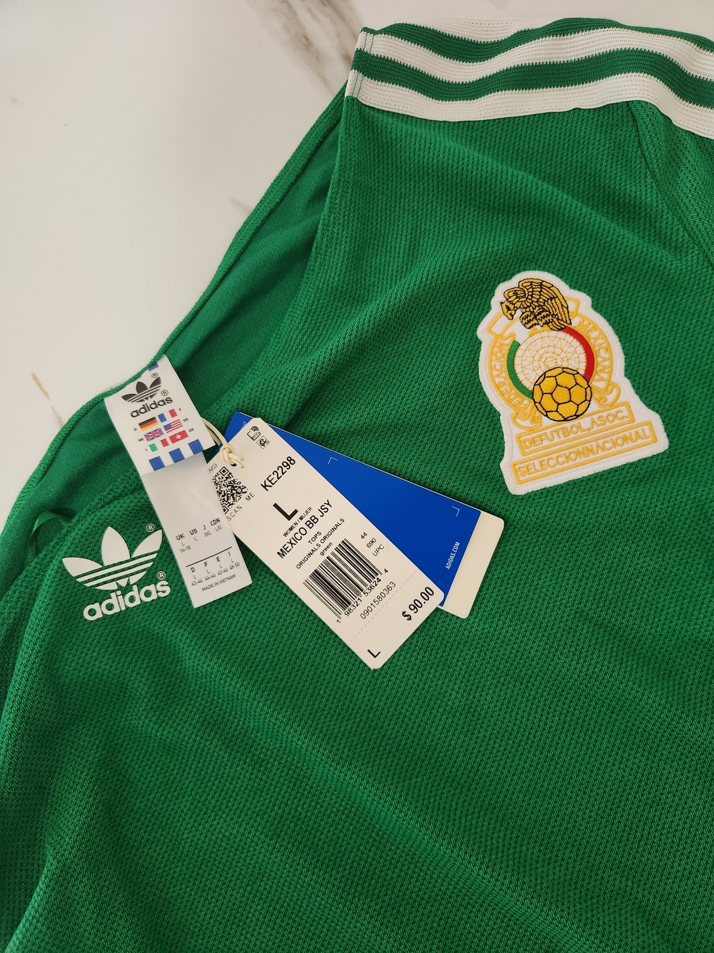 adidas Women's One-Shoulder Mexico BB Jersey - Green - Picture 5 of 7